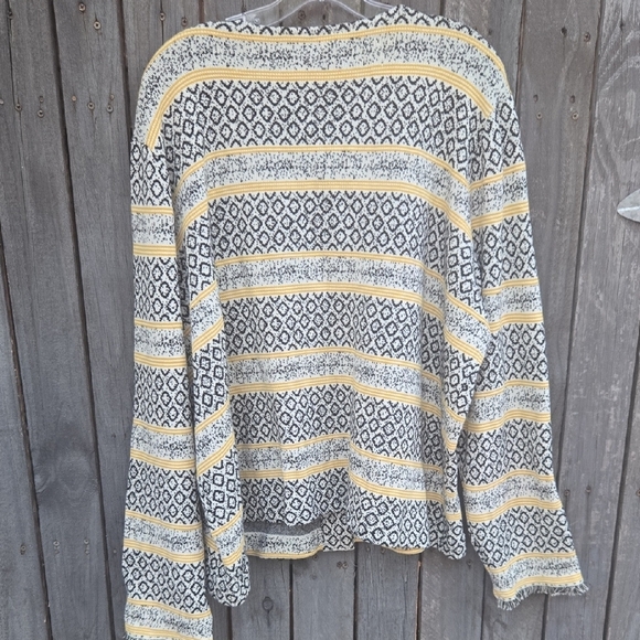 Skies Are Blue Patterned Cardigan with Yellow and Black Stripes - Picture 7 of 8